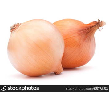 Gold onion vegetable bulbs on white background cutout