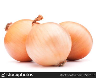 Gold onion vegetable bulbs on white background cutout