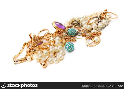 Gold ornaments isolated on a white background