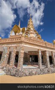 gold pagoda in Wat Phra That Pha Son Kaew Temple at Phetchabun, Thailand