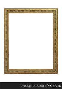 Gold picture frame. Isolated path and over white background