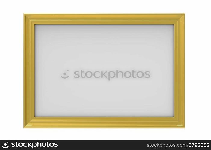 Gold plated rectangular picture frame isolated on white, 3D render