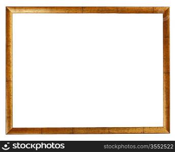 Gold plated wooden picture frame isolated on white