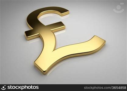 Gold pound sign on gray background, 3d render