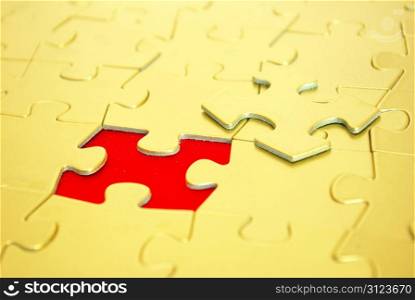 gold puzzles for background. business concept