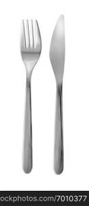 Gold Set of fork, knife isolated on white with clipping path