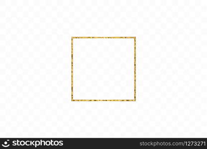 Gold shiny glowing vintage frame isolated on transparent background. Golden luxury realistic rectangle border. Vector illustration.. Gold shiny glowing vintage frame isolated on transparent background. Golden luxury realistic rectangle border. Vector illustration