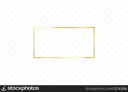 Gold shiny glowing vintage frame isolated on transparent background. Golden luxury realistic rectangle border. Vector illustration.. Gold shiny glowing vintage frame isolated on transparent background. Golden luxury realistic rectangle border. Vector illustration