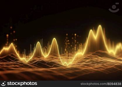 Gold sound wave. Volume music party. Generate Ai. Gold sound wave. Generate Ai