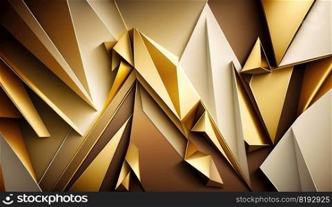 gold triangle background. abstract design, 3d geometric, shape art concept modern, metal futuristic gold triangle background ai generated illustration. gold triangle background ai generated