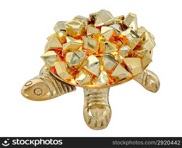 Gold turtle. Molten gold. Decoration from India.