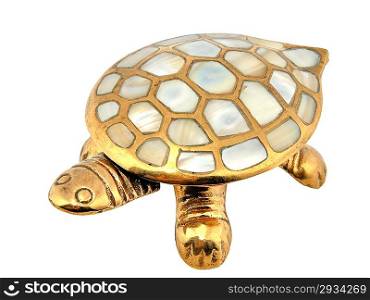 Gold turtle. Mother-of-pearl armour. Decoration from India.