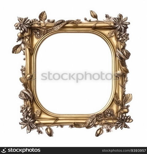 Gold vintage frame isolated on white background. for print, website, poster, banner, logo, celebration