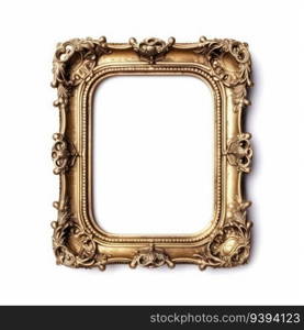 Gold vintage frame isolated on white background. for print, website, poster, banner, logo, celebration