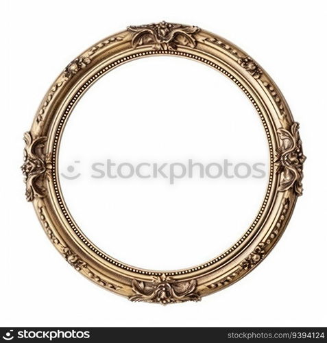 Gold vintage frame isolated on white background. for print, website, poster, banner, logo, celebration