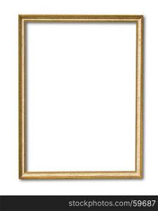 Gold vintage frame isolated on white background with clipping path