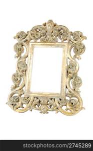 gold vintage metal frame isolated on white background