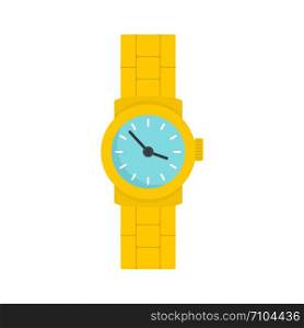 Gold watch icon. Flat illustration of gold watch vector icon for web design. Gold watch icon, flat style