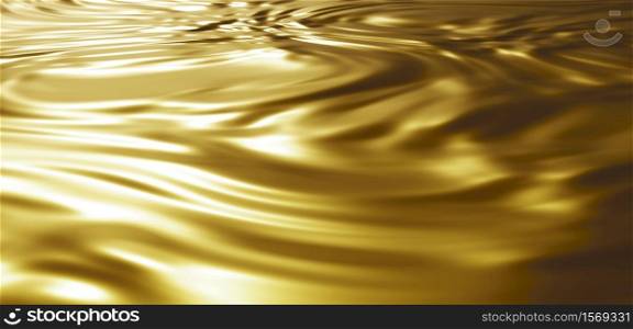 Gold water texture background 3D render