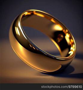 Gold Wedding Ring. Illustration AI Generative 