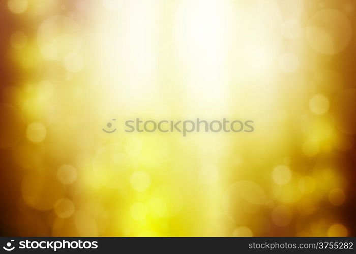 Golden abstract background with bokeh and sun rays