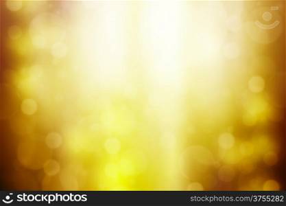 Golden abstract background with bokeh and sun rays
