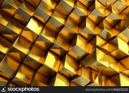 Golden Abstract Texture Geometric Cube Background. Generative ai. High quality illustration. Golden Abstract Texture Geometric Cube Background. Generative ai