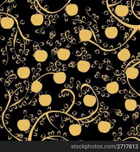 Golden apple tree background, vector illustration