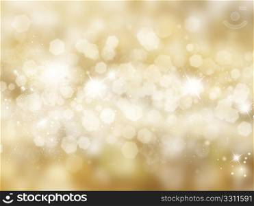 Golden background of blurred lights