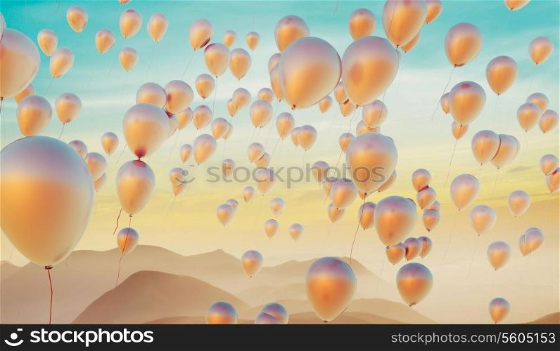 Golden balloons filled with the hellium
