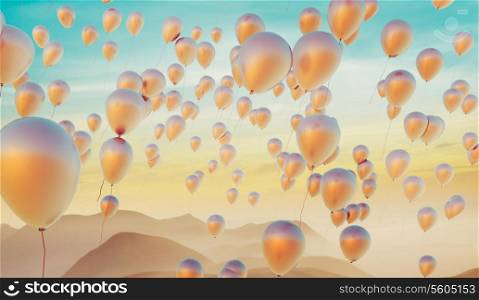 Golden balloons filled with the hellium