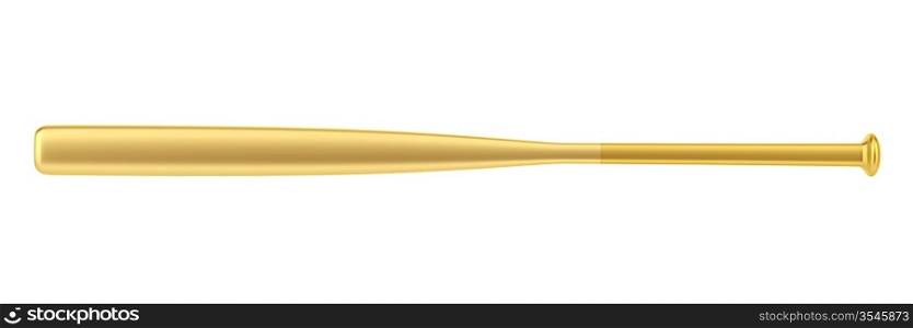 golden baseball bat isolated on white background