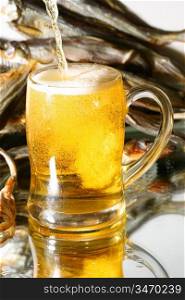 golden beer splash in glass