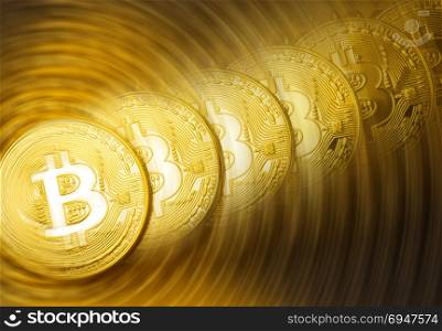 Golden bitcoins heap. conceptual image for crypto currency.