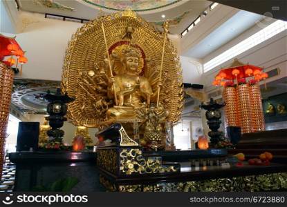 Golden buddha in chinese buddhist monastery, Kuala-Lumpur