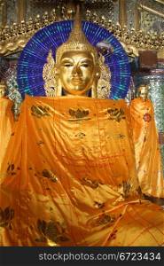 Golden Buddha in Shwe Dagon pagoda, Yangon, Myanmar