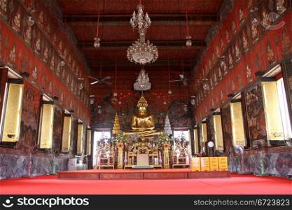 Golden Buddha in temple, Wat Saket Ratcha Wora Maha Wihan, Bangkok, Thailand