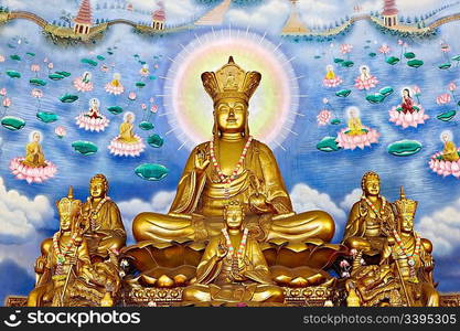 Golden Buddha statue in Long Hoa Thien Bao Pagoda, Ho Chi Minh City, Vietnam