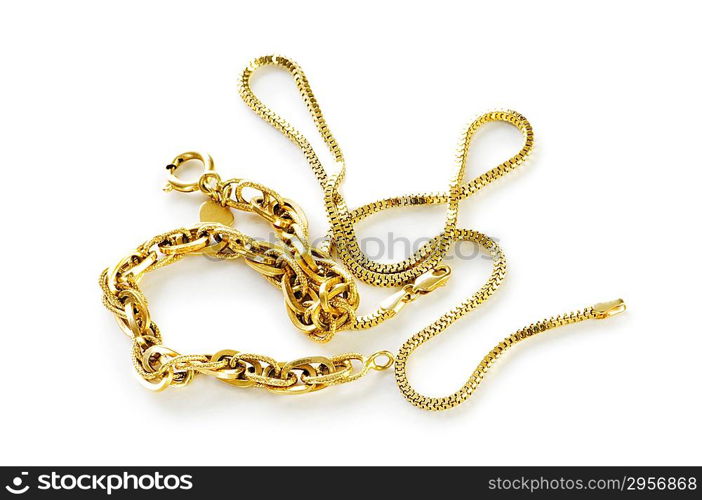 Golden chain isolated on the white background