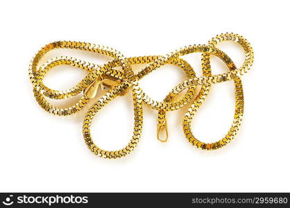 Golden chain isolated on the white background