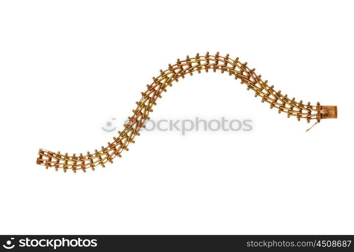 Golden chain isolated on the white background