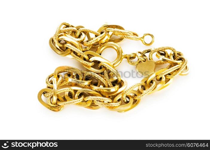 Golden chain isolated on the white background