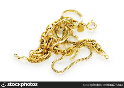 Golden chain isolated on the white background