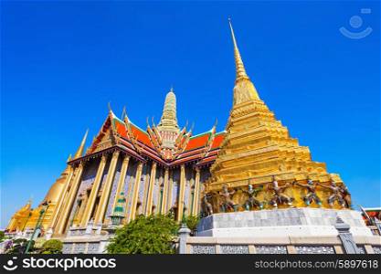 Golden Chedi of Wat Phra Kaew Temple in Bangkok, Thailand