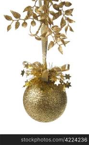 golden christmas ball isolated. holiday background