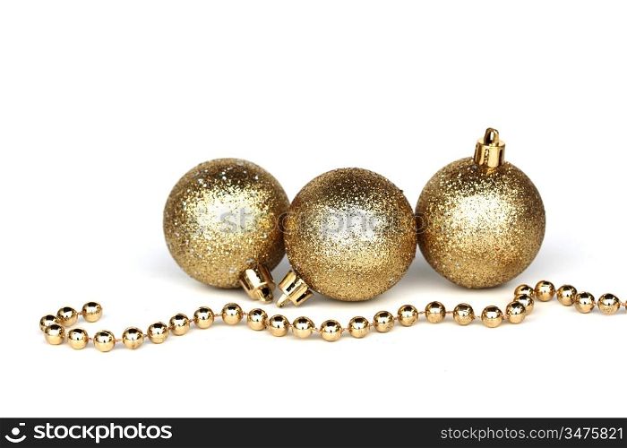 golden christmas ball isolated on white