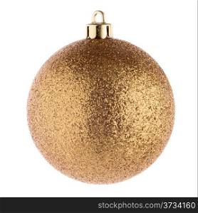 Golden christmas ball isolated on white background