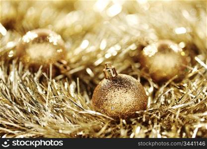 golden christmas ball on christmas background