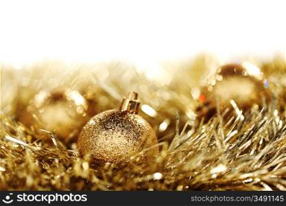 golden christmas ball on christmas background