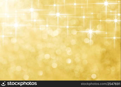 Golden Christmas bright glittering stars background
